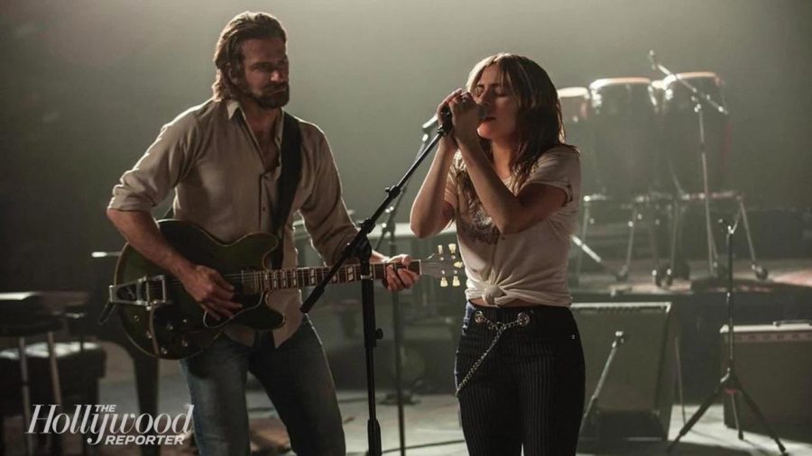 Bradley Cooper, pictured alongside Stephanie Germanotta (Lady Gaga) in A Star is Born