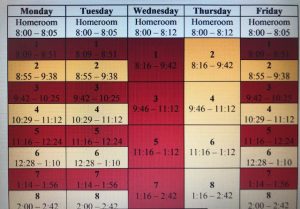 Sample block schedule from Haddon Heights School District