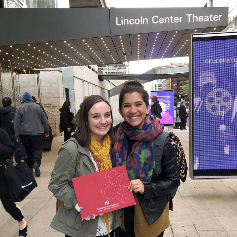 Katrina Edwards and Mrs. Dickstein-Hughes at the Shakespeare Competition in New York City in 2019. Edwards will return to New York for the national competition in April. 