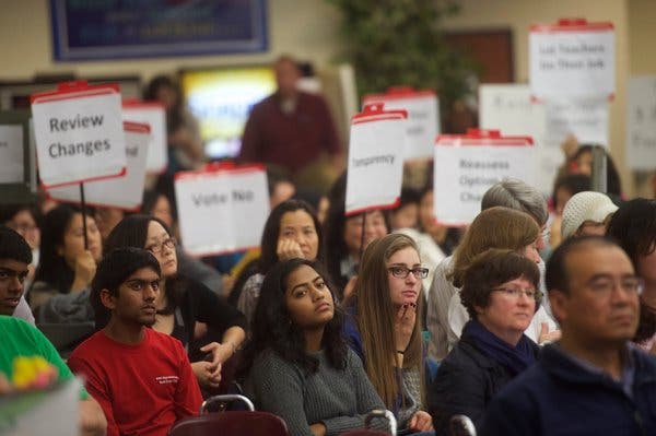 File photo from a school board meeting in West Windsor, New Jersey. 